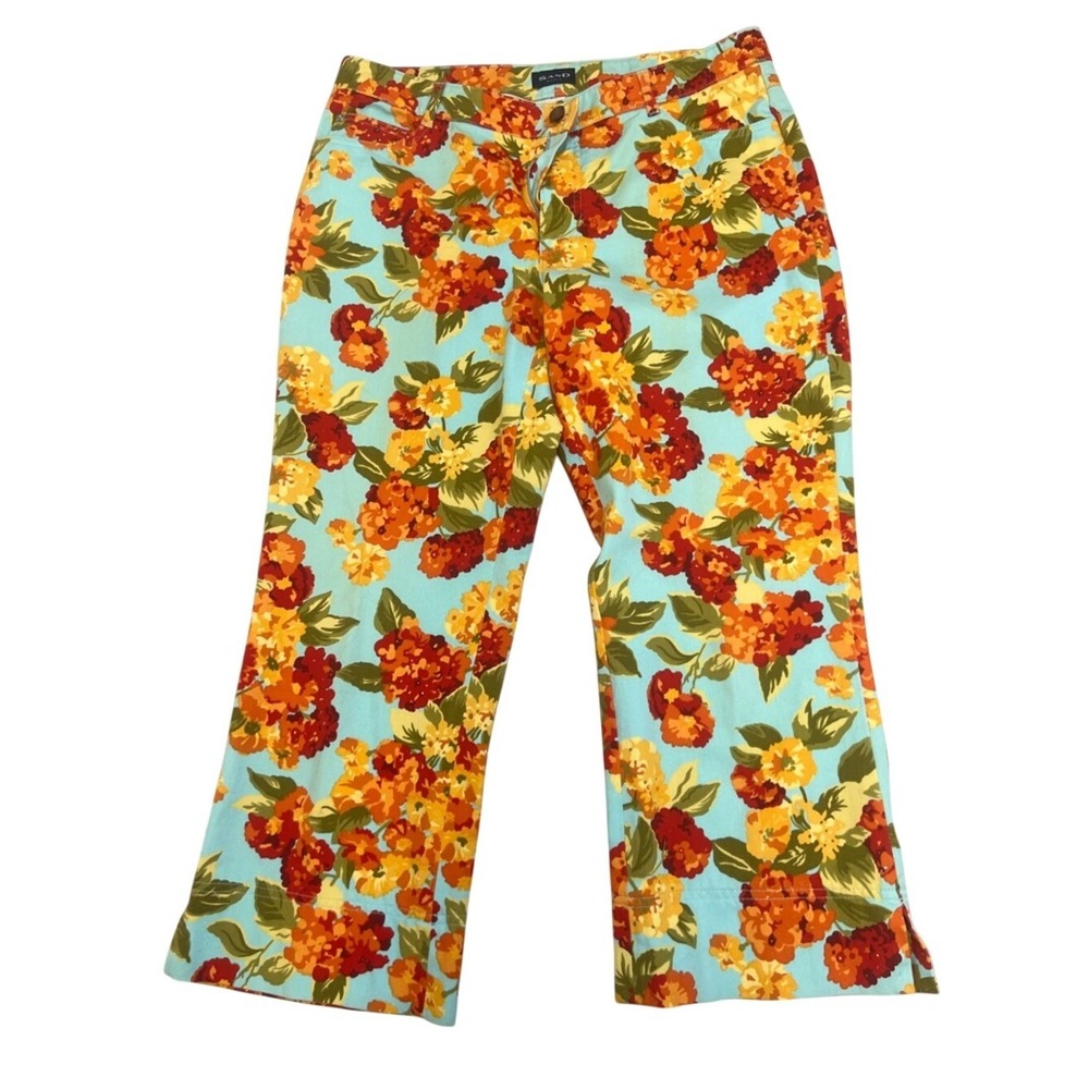 Boho Floral Wide Leg Pants Sz US 12 Resort Relaxed Summer Spring